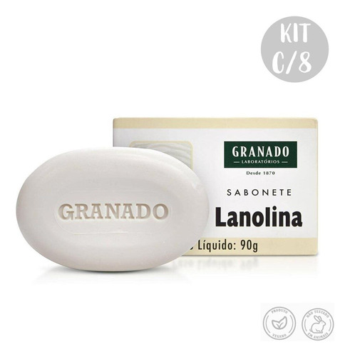 Kit C/8 Sabonetes Hidratante Em Barra Lanolina Granado 90g