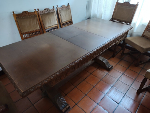 Mesa Grande De Estilo + 6 Sillas + 2 Sillones. Detalles...