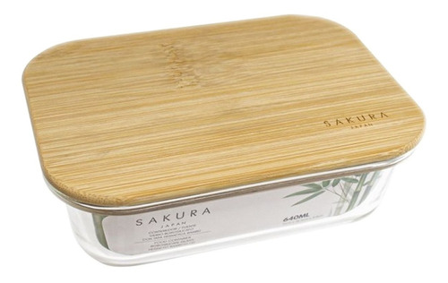 Contenedor 600 Ml Sakura Vidrio Tapa Bamboo Tienda Pepino