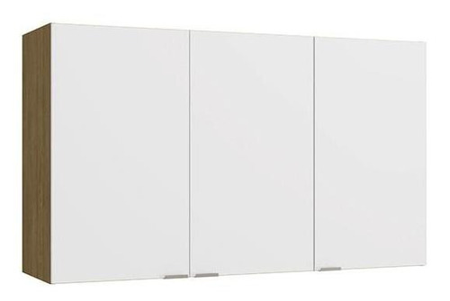 Armário Aéreo Suprema 3 Portas Freijó/branco 1,20m X 34cm