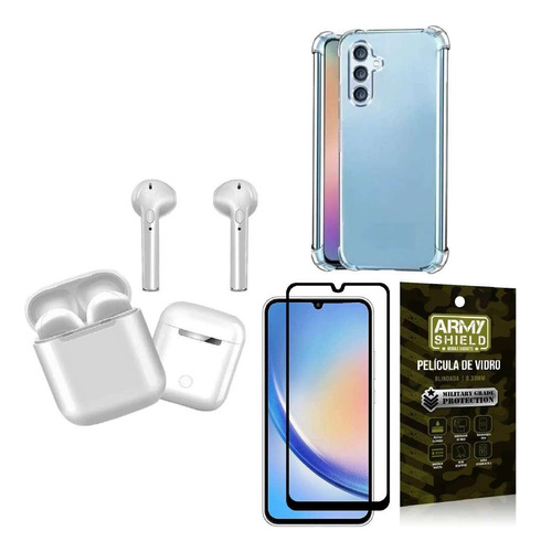 Capinha Samsung A34 + Fone De Ouvido Bluetooth + Película 3d