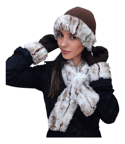 Kit Gorro Cachecol Luva Inverno Feminino Estilo E Charme Top