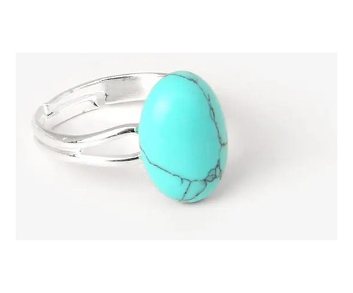 Anillo De Mujer Delicado Regulable Piedra Natural Celeste