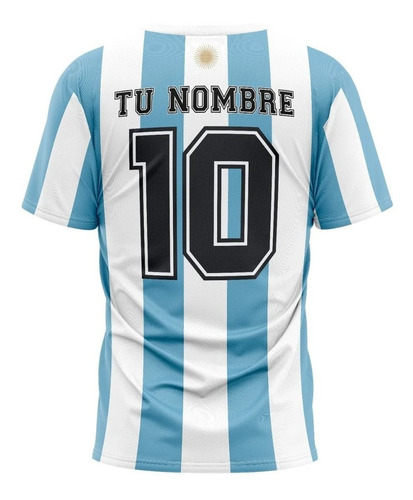 Camiseta Argentina Nombre Y Numero A Eleccion C/logos Frente