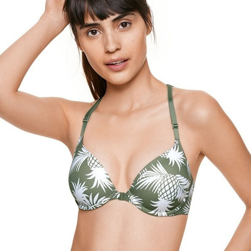 Sutiã Victorias Secret Pink Push Up Em Cetim Pineapple 