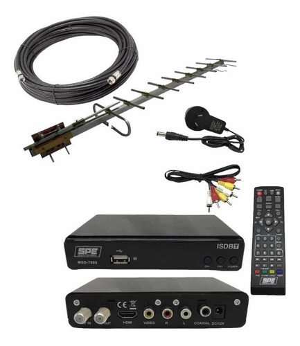 Kit Sintonizador Tda Fullhd + Antena + 10 M De Cable Coaxil