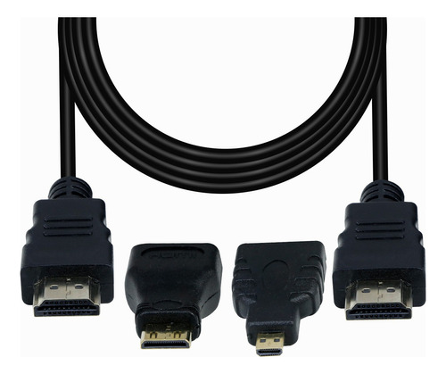 Cable Hdmi Plano 1.5 M Set 3 En 1 Adaptadores Mini Micro