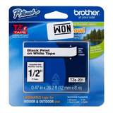 Cinta Etiquetas Brother Tze231 Laminada Negro / Blanco 12mm