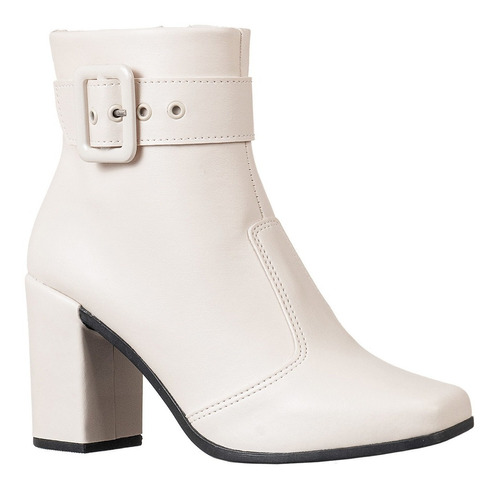 Bota Feminina Clara Salto Alto Branca Off White Oferta Gigil