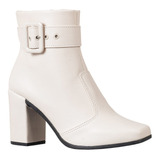 Bota Feminina Clara Salto Alto Branca Off White Oferta Gigil