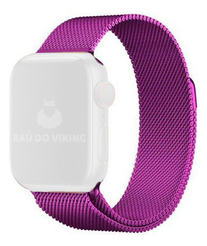 Pulseira Aço Milanês Milanese P/ Apple Watch 42mm 38mm 44mm Cor Roxo Largura 42 Mm