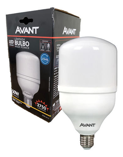 Lampada Bulbo 50w Branco Quente 3000k Amarela Alta Potencia