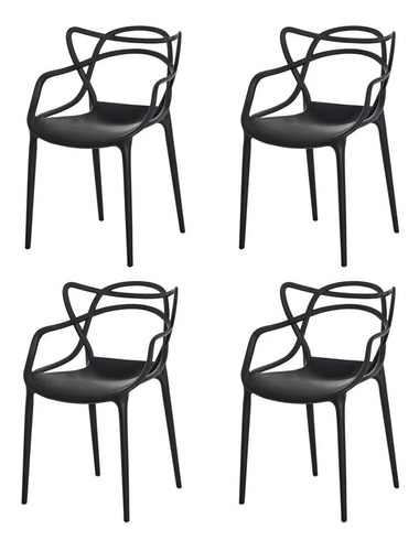 Conjunto Kit 4 Cadeiras Master Allegra Empilhável Polipropileno Inmetro Várias Cores Sala Jantar Cozinha Mais Vendidas