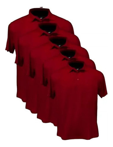 Kit5 Camisa Polo Lisa Masculino Varias Cores