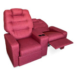 Sillón Poltrona Reclinable Doble Cine Con Posavasos Tela 