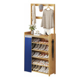 Perchero Rack Closet Ropero Zapatera 5 Niveles Con Cortina