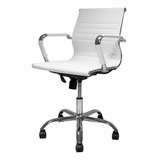 Cadeira De Escritório Diretor Office Giratoria Charles Eames Eiffel Couro Sintético Premium Cadeiras Inc Branco B6129br