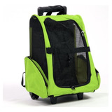 Mochila Bolsa Rodinhas Transporte Passeio Caes Gato Pet Bag Cor Verde