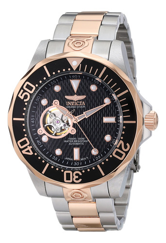 Invicta 13708 Grand Diver Automático Negro Texturizado D Par