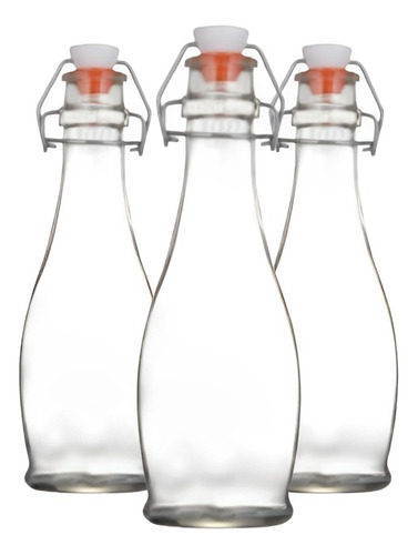 3 Botellas De Vidrio 1000ml Tapa Swing Top Cerveza Vino Jugo