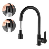 Grifo Lavaplatos Cocina Extensible Acero Inoxidable Negro