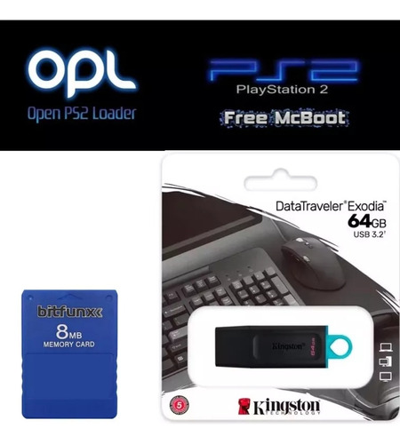 Memory Card Playstation 2 Freemcboot Y Usb 64gb Con Juegos