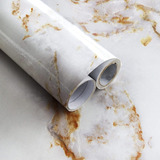 Papel Adhesivo Estilo Marmol Blanco/oro 2 Mt X 30 Cm