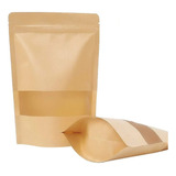 50 Bolsas Papel Kraft Doypack 12x20x4 Cms Cierre Hermetico