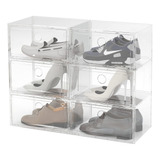 6 Pack Large Shoe Storage Box, Shoe Boxes Clear Plastic Stac