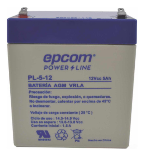 Bateria Pila Recargable 12v 5ah Agm/vrla Epcom  Pl512 