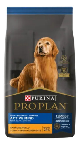 Alimento Pro Plan Optiage Active Mind 7+ Para Perro Senior De Raza  Mediana Y Grande Sabor Pollo Y Arroz En Bolsa De 13kg