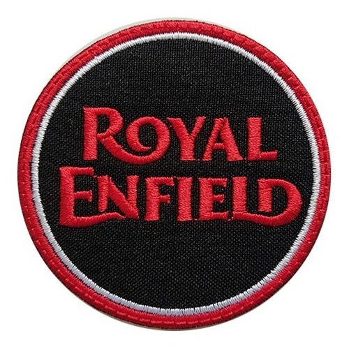 Parche Bordado Royal Enfield Texto Circular Color Rojo
