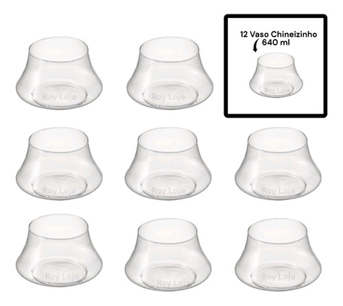 12 Vasos Chines Pequeno Mini 640 Ml Vidro Terrário Lembran
