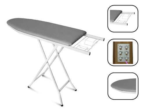 Tábua De Passar Roupa Altura Regulável E Porta Ferro Mesa 