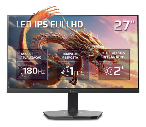 Monitor Gamer Fmaxx Mf27hs 27'' Ips 1ms 180hz Preto 127/220v Tecnologia Freesync E G-sync Com Alto-falante