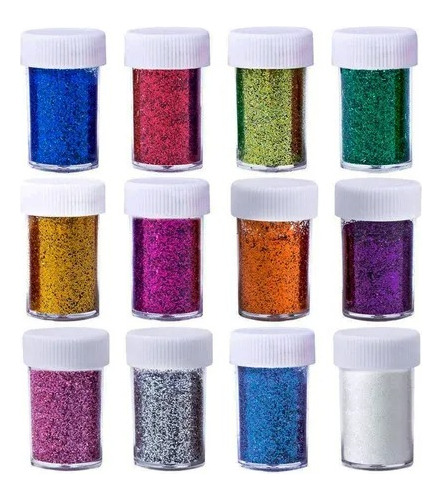 Kit 12 Potinhos Glitter Flocado Carnaval Festa Maquiagem