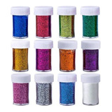 Kit 12 Potinhos Glitter Flocado Carnaval Festa Maquiagem