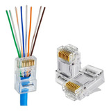 500x Conector Rede Internet Rj45 Cat5e/6e Vazado