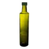 Botella Vidrio Aceite 500 Cc Redonda Verde Tapa Inserto X 12