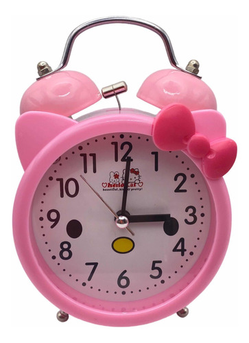 Reloj Despertador Hello Kitty Alarma Kawaii Doble Campana Color Rosa Hello Kitty