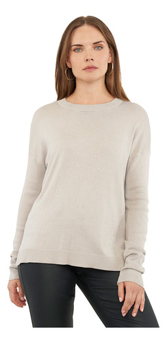 Sweater Mujer Strass Taupe Claro Corona