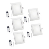 Pack X5 Focos Plafon Techo Led Cuadrados Embutidos 9w 2868