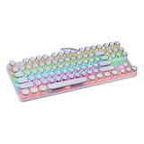 Teclado Retro De 87 Teclas | Led | Teclas Redondas | Blanco