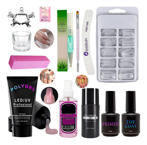 Kit Gel Polygel Molde F1 Prep Top Coat Monomer