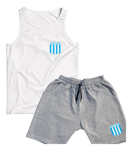 Conjunto Futbol Afa Musculosa Short Algodon Blanco Gris