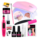 Kit Unhas Gel Alongamento Com Primer Cabine Sun 6w Top Coat