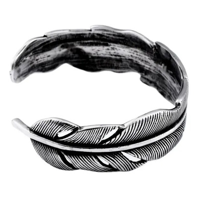 Pulsera Brazalete Pluma Unisex Casual Acero Inoxidable Plateado 6 Cm 16 Cm