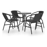 Vidaxl Juego De Comedor De Patio De 5 Piezas Con Mesa De Vi.