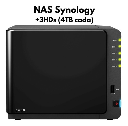 Nas Synology Servidor Diskstation Ds412 Com 4 Baias 3hds 4tb