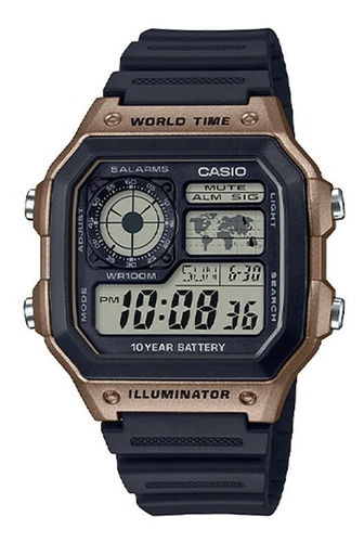 Reloj Casio Royale Ae1200 Caballero Hora Mundial Sumergible